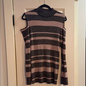 Striped Cold Shoulder Sweater Top